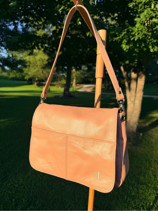 Ralph Lauren Handbags - Ralph Lauren Rose Gold Leather Flap Shoulder Bag
